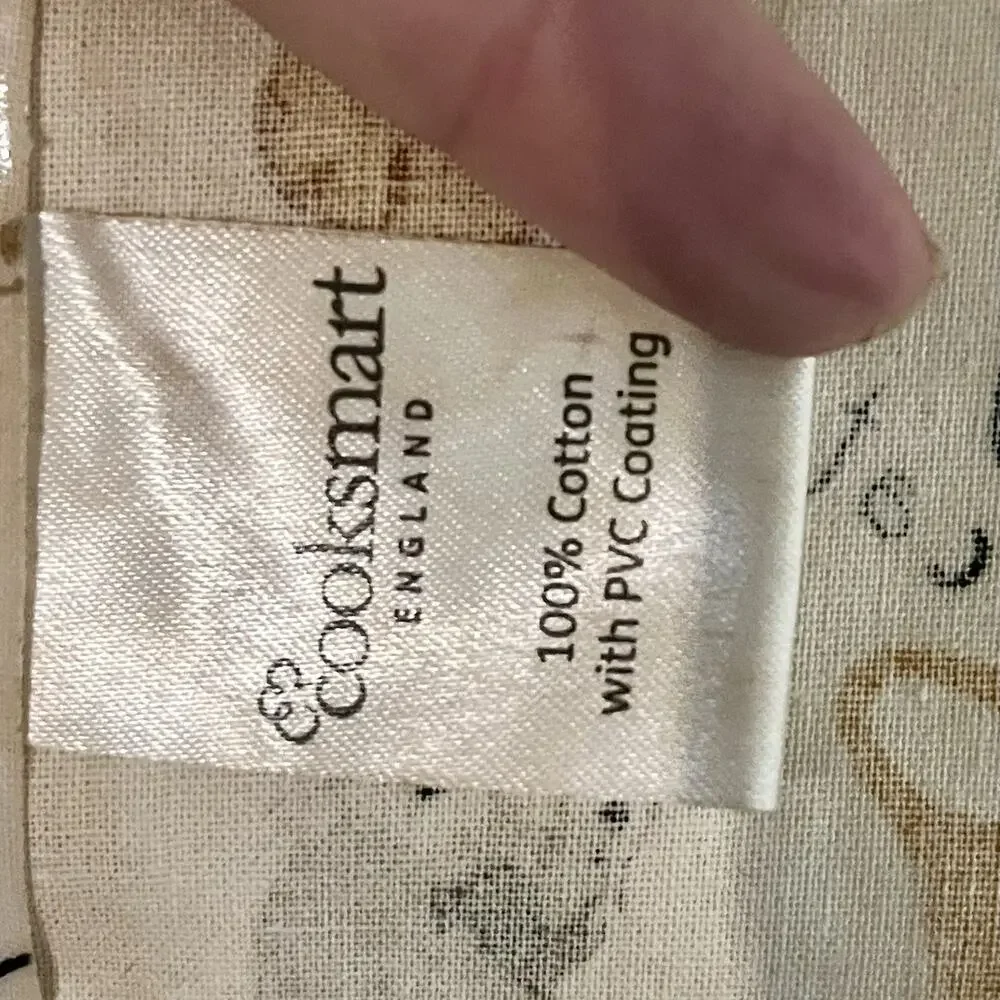 Cooksmart Bib Apron 100% Cotton PVC Coated Wipe Clean Beige Cat Print